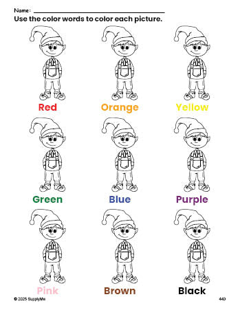 FREE Christmas Elf Coloring Page and Color Worksheet for Preschoolers ...