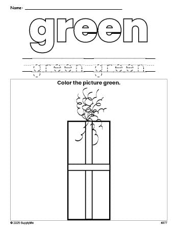Build The Color Green Worksheet.pdf FREE Christmas Gift Color Green Coloring Page and Color Worksheet ...