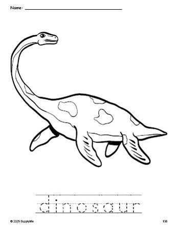 Dinosaur Tracing Coloring Pages Free Printable 300x388