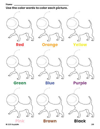 Dog Prinatble Color Worksheet.pdf FREE Dog Coloring Page and Color Worksheet for Preschoolers to Learn ...