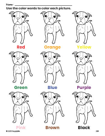 Dog Prinatble Color Worksheet.pdf FREE Dog Coloring Page and Color Worksheet for Preschoolers to Learn ...