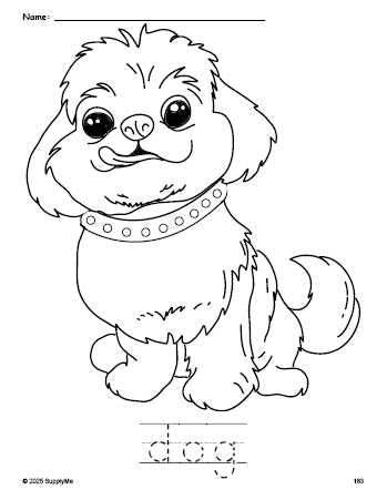 Dog Prinatble Color Worksheet.pdf FREE Printable Dog Coloring Page and Word Tracing Worksheet, Perfect ...