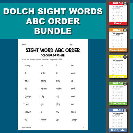 Dolch Sight Words Worksheets - ABC Order Bundle