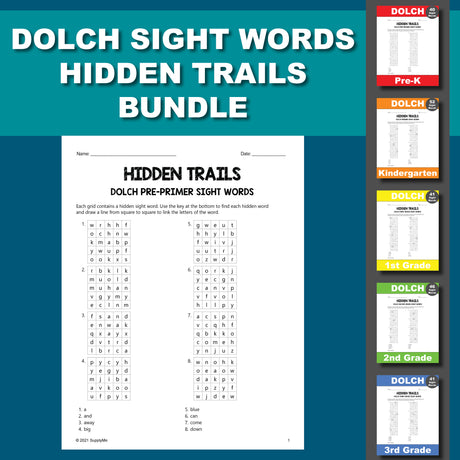 Dolch Sight Words Worksheets - Hidden Trails Bundle