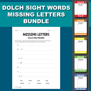 Dolch Sight Words Worksheets - Missing Letters Bundle