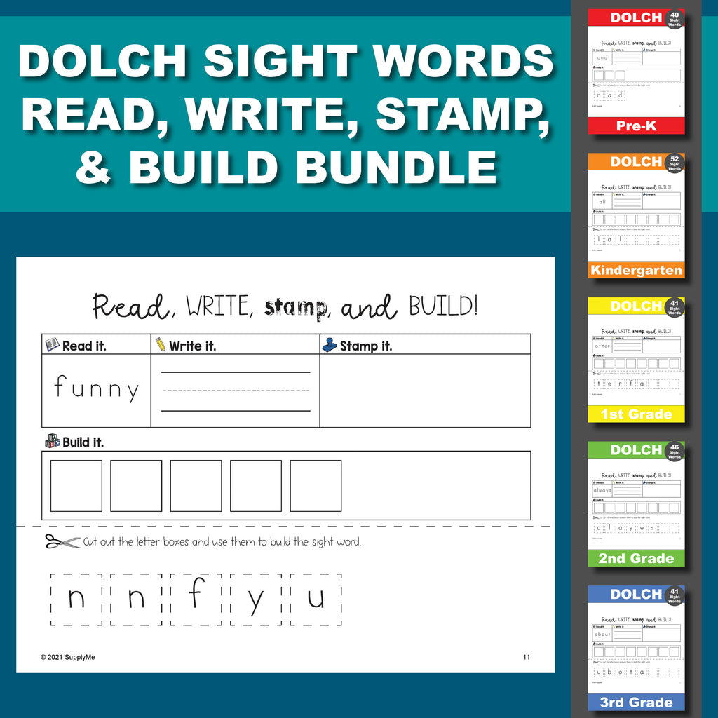 Pre-Primer Dolch Sight Words Worksheets - Read, Write, Stamp, And Buil ...