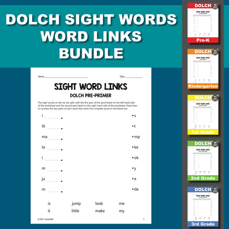 Dolch Sight Words Worksheets - Word Links Bundle