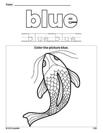 Blue Bone Fish Colouring In FREE Fish Color Blue Coloring Page and Color Worksheet, Blue Worksheet ...