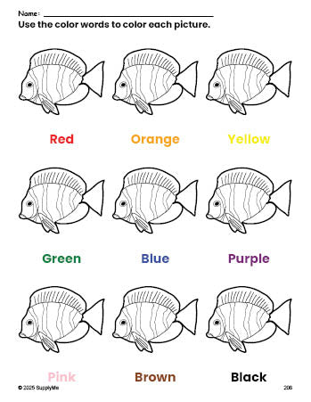 Color Fish Pattern Worksheet FREE Fish Coloring Page and Color Worksheet for Preschoolers to Learn ...