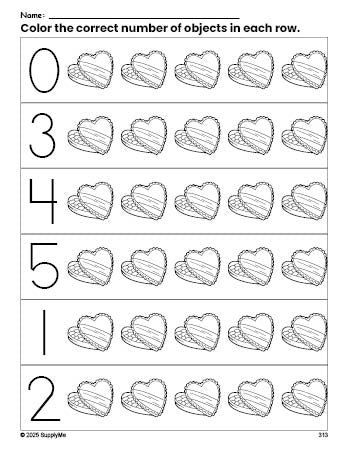FREE Chocolates Count and Color Worksheet for Preschoolers, Valentine's ...