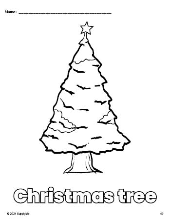 Free printable Christmas tree Christmas coloring page for preschool, pre-k, and kindergarten