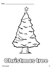 Free printable Christmas tree Christmas coloring page for preschool, pre-k, and kindergarten