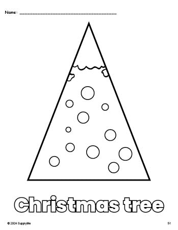 Free printable Christmas tree Christmas coloring page for preschool, pre-k, and kindergarten
