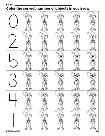 FREE Elf Count and Color Worksheet for Preschoolers, Christmas Coloring ...