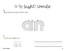 Free first grade worksheet, beginner sight word for 1st graders and high frequency word 'an', sight word worksheet includes q-tip painting, sight word tracing and handwriting, first 100 fry sight words, Dolch, PDF