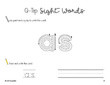Free first grade worksheet, beginner sight word for 1st graders and high frequency word 'as', sight word worksheet includes q-tip painting, sight word tracing and handwriting, first 100 fry sight words, Dolch, PDF