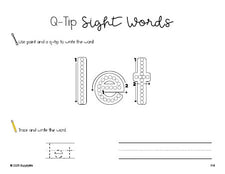 Free first grade worksheet, beginner sight word for 1st graders and high frequency word 'let', sight word worksheet includes q-tip painting, sight word tracing and handwriting, third 100 fry sight words, Dolch, PDF