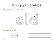 Free first grade worksheet, beginner sight word for 1st graders and high frequency word 'old', sight word worksheet includes q-tip painting, sight word tracing and handwriting, second 100 fry sight words, Dolch, PDF