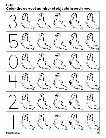 Ghost Count FREE Ghost Count and Color Worksheet for Preschoolers, Halloween ...
