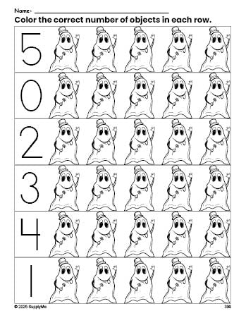 Ghost Count FREE Ghost Count and Color Worksheet for Preschoolers, Halloween ...
