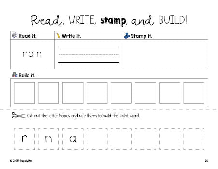 FREE Kindergarten Worksheet, Read, Write, Stamp, And Build the Beginner ...