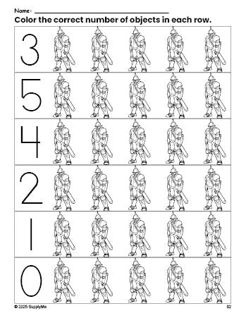 Knight Math Sheets FREE Knight Count and Color Worksheet for Preschoolers, Knight Coloring ...
