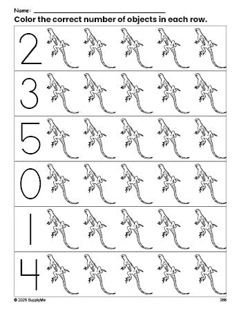 Lizard Numbers FREE Lizard Count and Color Worksheet for Preschoolers, Lizard Coloring ...