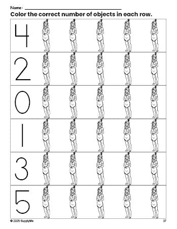 Native Numbers Printable FREE Native American Count and Color Worksheet for Preschoolers ...
