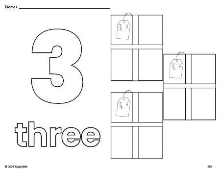 FREE Printable Present Christmas Coloring Page, Number 3 Coloring Page ...