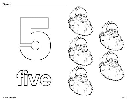 FREE Printable Santa Christmas Coloring Page, Number 5 Coloring Page ...