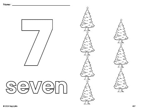 Tree Number 7 FREE Printable Christmas Tree Christmas Coloring Page, Number 7 ...