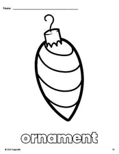 Free printable ornament Christmas coloring page for preschool, pre-k, and kindergarten