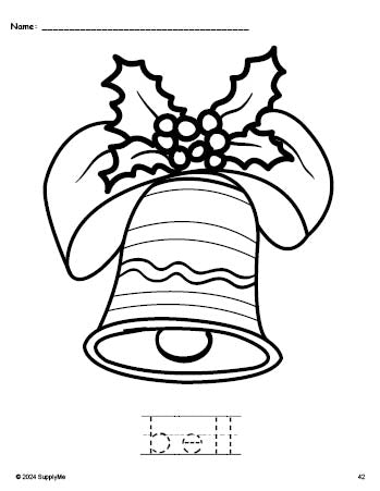 Bell Tracing FREE Printable Bell Christmas Coloring Page and Word Tracing Worksheet ...