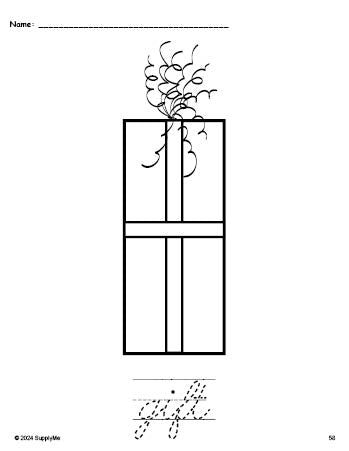 FREE Printable Gift Christmas Coloring Page and Cursive Word Tracing ...