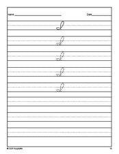 Free preschool sight word cursive tracing worksheet, high frequency word 'I', first 100 fry sight words, Dolch pre-primer, PDF