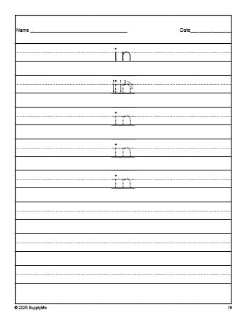 Free preschool sight word tracing worksheet, high frequency word 'in', first 100 fry sight words, Dolch pre-primer, PDF