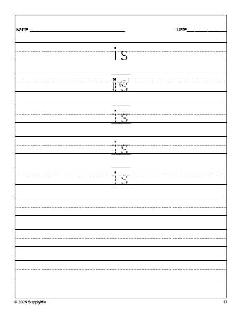 Free preschool sight word tracing worksheet, high frequency word 'is', first 100 fry sight words, Dolch pre-primer, PDF