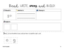 Free preschool worksheet, read, write, stamp, and build the beginner sight word for preschoolers and high frequency word 'go', first 100 fry sight words, Dolch pre-primer, PDF