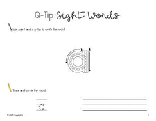 Free preschool worksheet, beginner sight word for preschoolers and high frequency word 'a', sight word worksheet includes q-tip painting, sight word tracing and handwriting, first 100 fry sight words, Dolch pre-primer, PDF