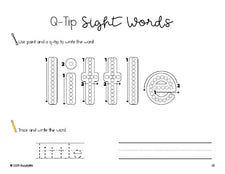 Free preschool worksheet, beginner sight word for preschoolers and high frequency word 'little', sight word worksheet includes q-tip painting, sight word tracing and handwriting, second 100 fry sight words, Dolch pre-primer, PDF