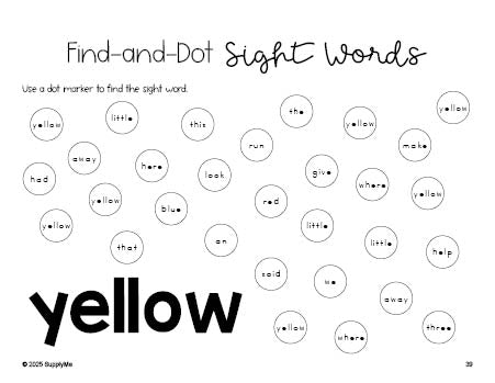 FREE Preschool Worksheet, Sight Word Dot Marker Printable Coloring Page ...