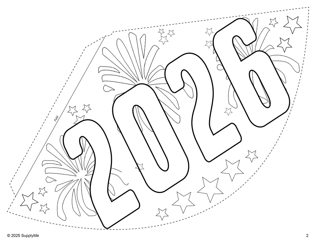 FREE Printable New Year's Hats, Happy New Year's Eve Party Hats for 2026, Three NYE Party Hat Designs Included