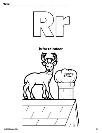 FREE Printable Reindeer Christmas Coloring Page, Letter R Coloring Page ...