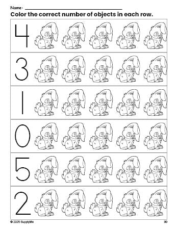 Counting Rabbits Worksheet FREE Rabbit Count and Color Worksheet for Preschoolers, Rabbit Coloring ...