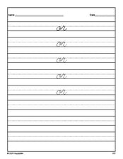 Free second grade sight word cursive tracing worksheet, high frequency word 'or', first 100 fry sight words, Dolch, PDF