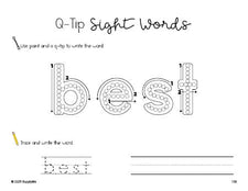Free second grade worksheet, beginner sight word for 2nd graders and high frequency word 'best', sight word worksheet includes q-tip painting, sight word tracing and handwriting, fourth 100 fry sight words, Dolch, PDF