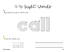 Free second grade worksheet, beginner sight word for 2nd graders and high frequency word 'call', sight word worksheet includes q-tip painting, sight word tracing and handwriting, Dolch, PDF