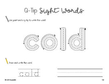 Free second grade worksheet, beginner sight word for 2nd graders and high frequency word 'cold', sight word worksheet includes q-tip painting, sight word tracing and handwriting, fourth 100 fry sight words, Dolch, PDF