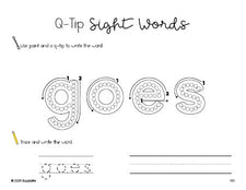 Free second grade worksheet, beginner sight word for 2nd graders and high frequency word 'goes', sight word worksheet includes q-tip painting, sight word tracing and handwriting, Dolch, PDF
