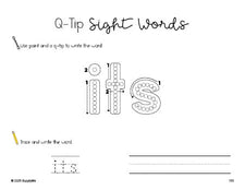Free second grade worksheet, beginner sight word for 2nd graders and high frequency word 'its', sight word worksheet includes q-tip painting, sight word tracing and handwriting, first 100 fry sight words, Dolch, PDF